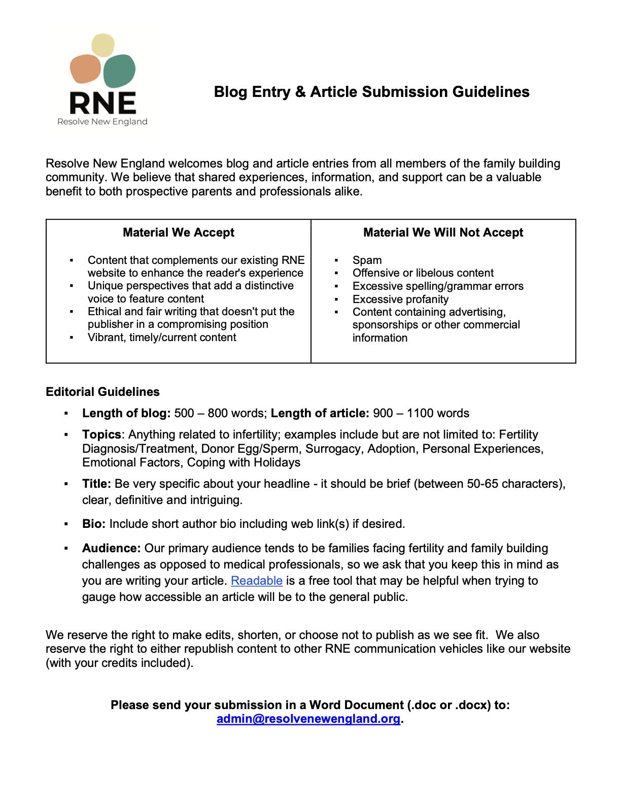 RNE Blog & Article Submission Guidelines